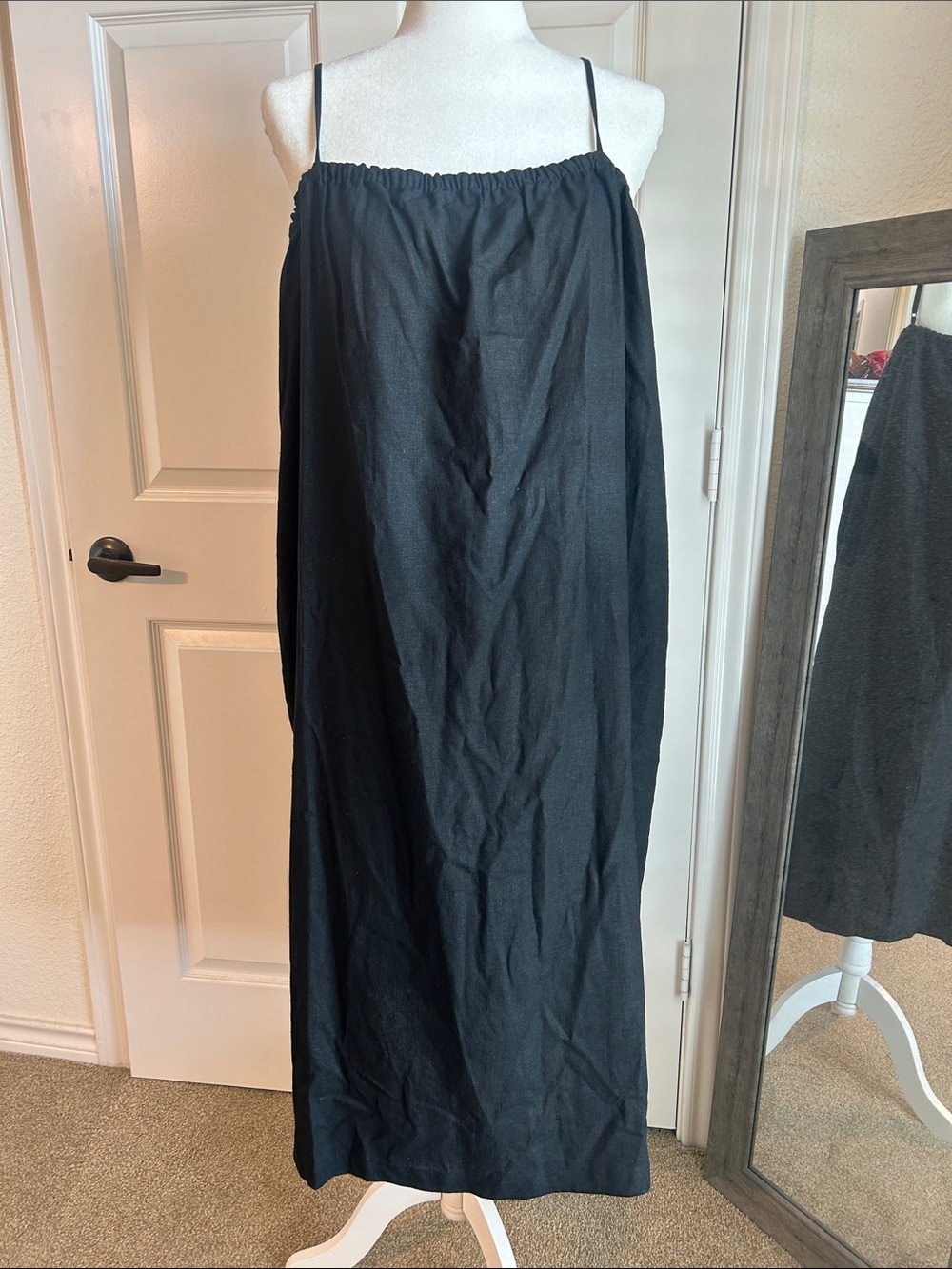 a new day Linen Blend Spaghetti Strap Midi Dress, NWT, XL